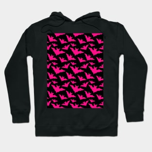 Halloween hot pink bats black cool spooky silhouette pattern Hoodie